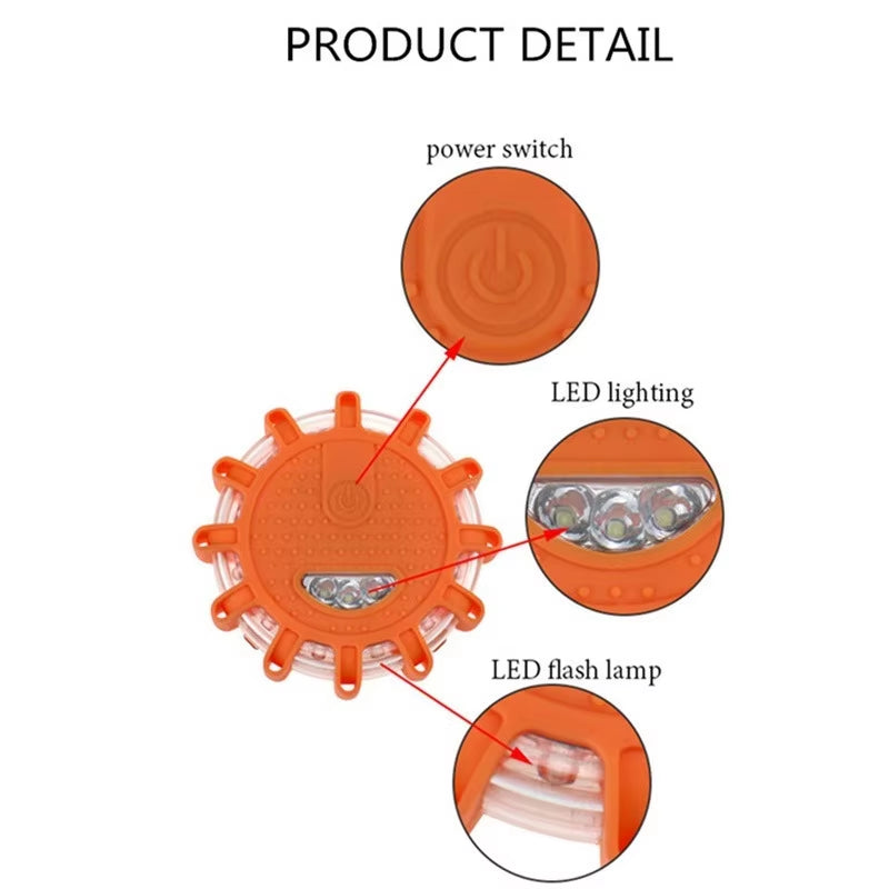 3 Pack LED Road Flares Flashing Emergency Warning Light Requires AAA Batteries Help Flash Roadside Safety Disc Magnetic Flashing