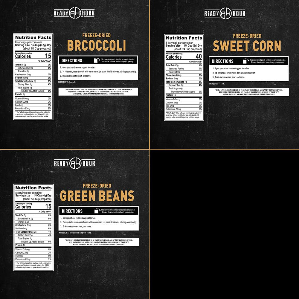 , Fruit & Veggie Mix, Non-Perishable Freeze-Dried Food, 30-Year Shelf Life, Portable Emergency and Adventure Food Supply, Durable Flood Safe Container, 56 Servings