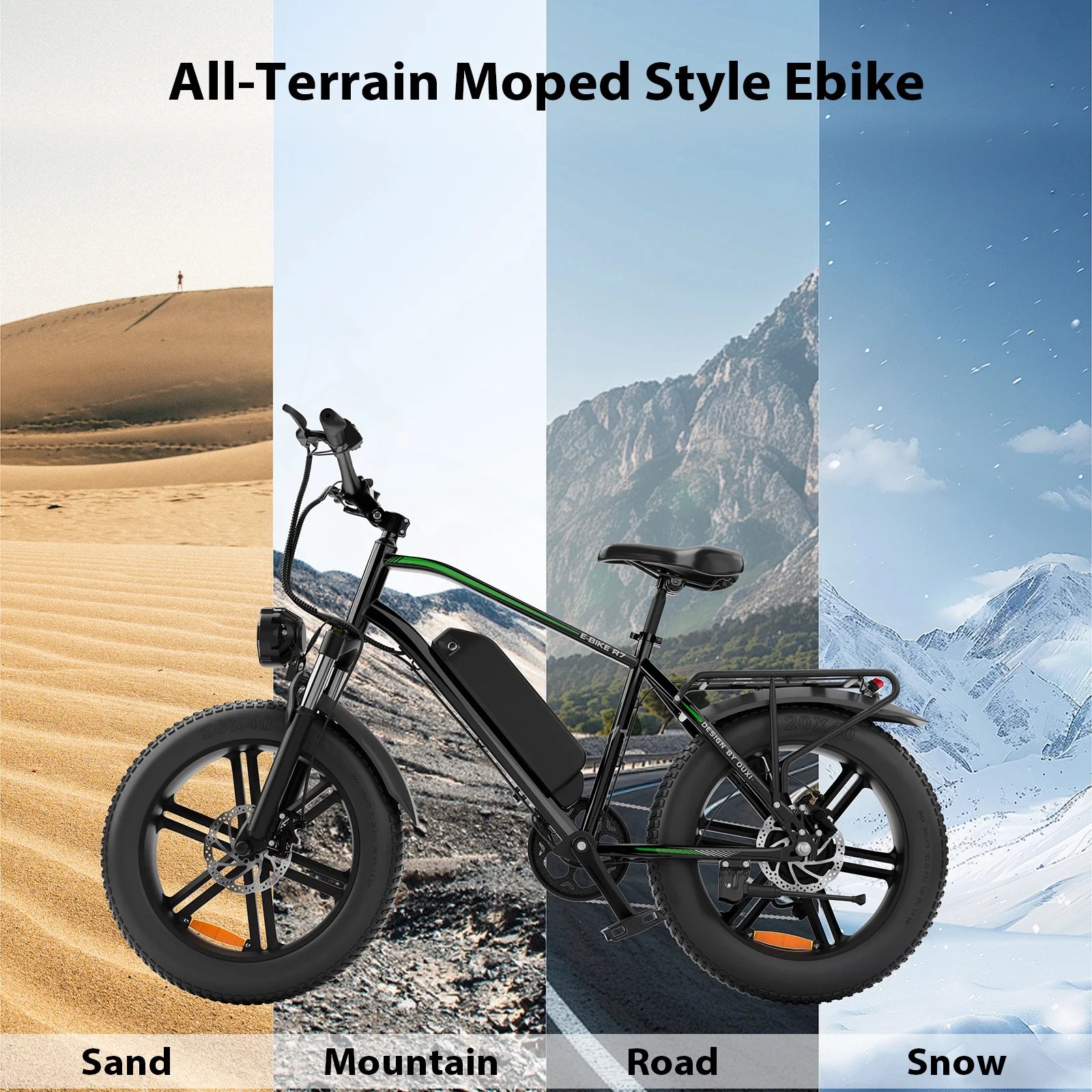 Electric Bike, Peak 1000W Electric Bicycles for Adults, 20X4.0" Fat Tire Ebike, 48V/13AH Battery, 25MPH E-Mountain Bike for Cycling & Off-Road, 7-Speed Front Suspension Ebike for Adults UL2849