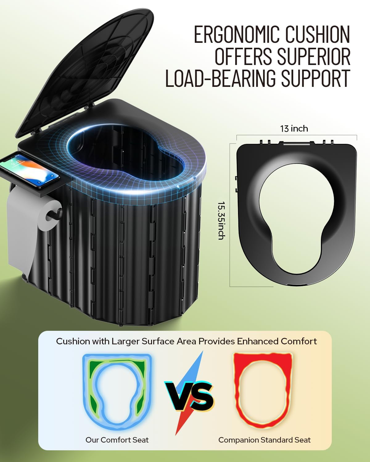 Camping Toilet with Pop-Up Privacy Tent and Liquid Waste Gel, Portable Toilet for Camping with Large Tent, Ergonomic Potty Provides Enhanced Comfort, Suitable for All Ages