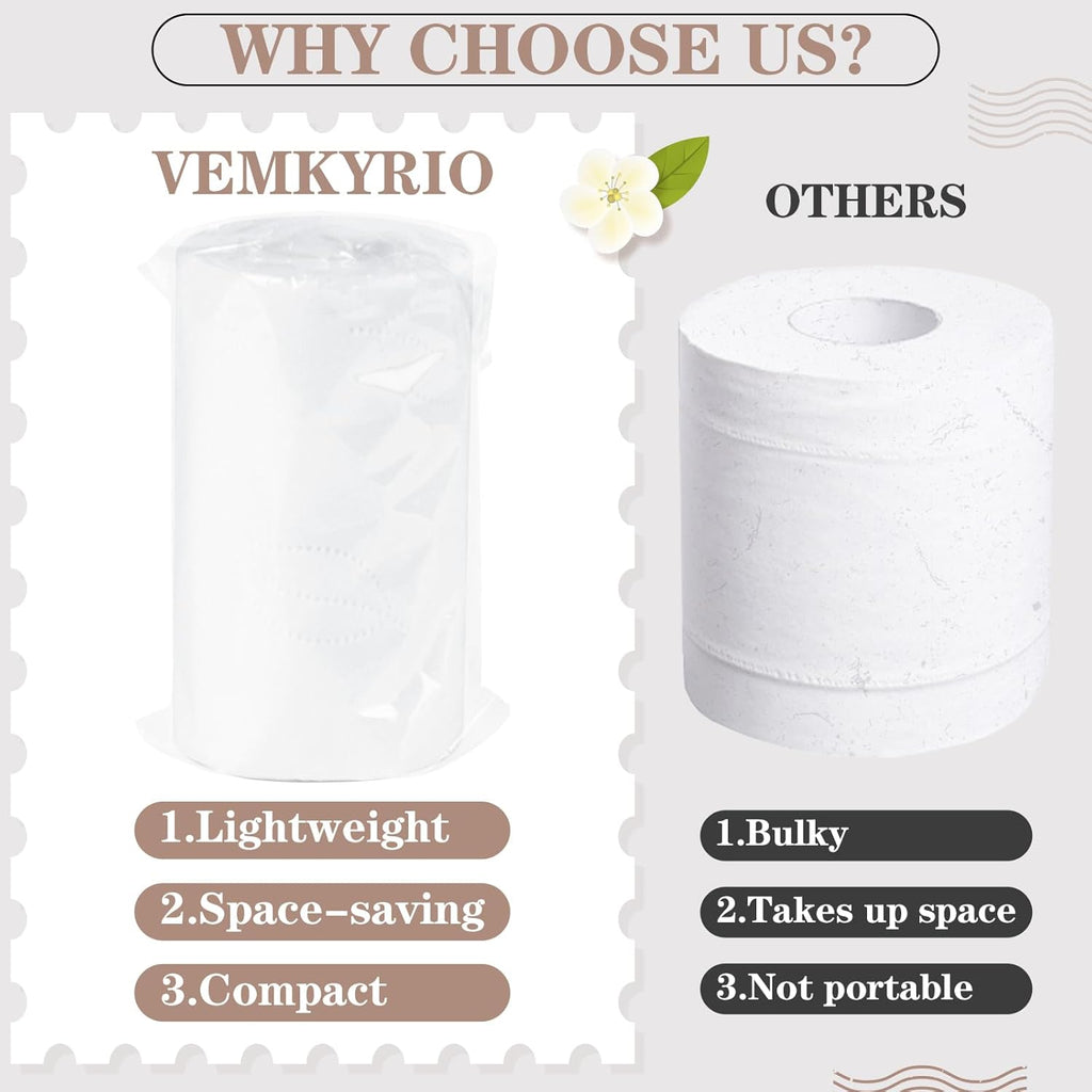 12 Packs Packable Camp Toilet Tissue Soft Travel Toilet Paper - Coreless Travel Size Toilet Paper for Camping Hiking Outdoors