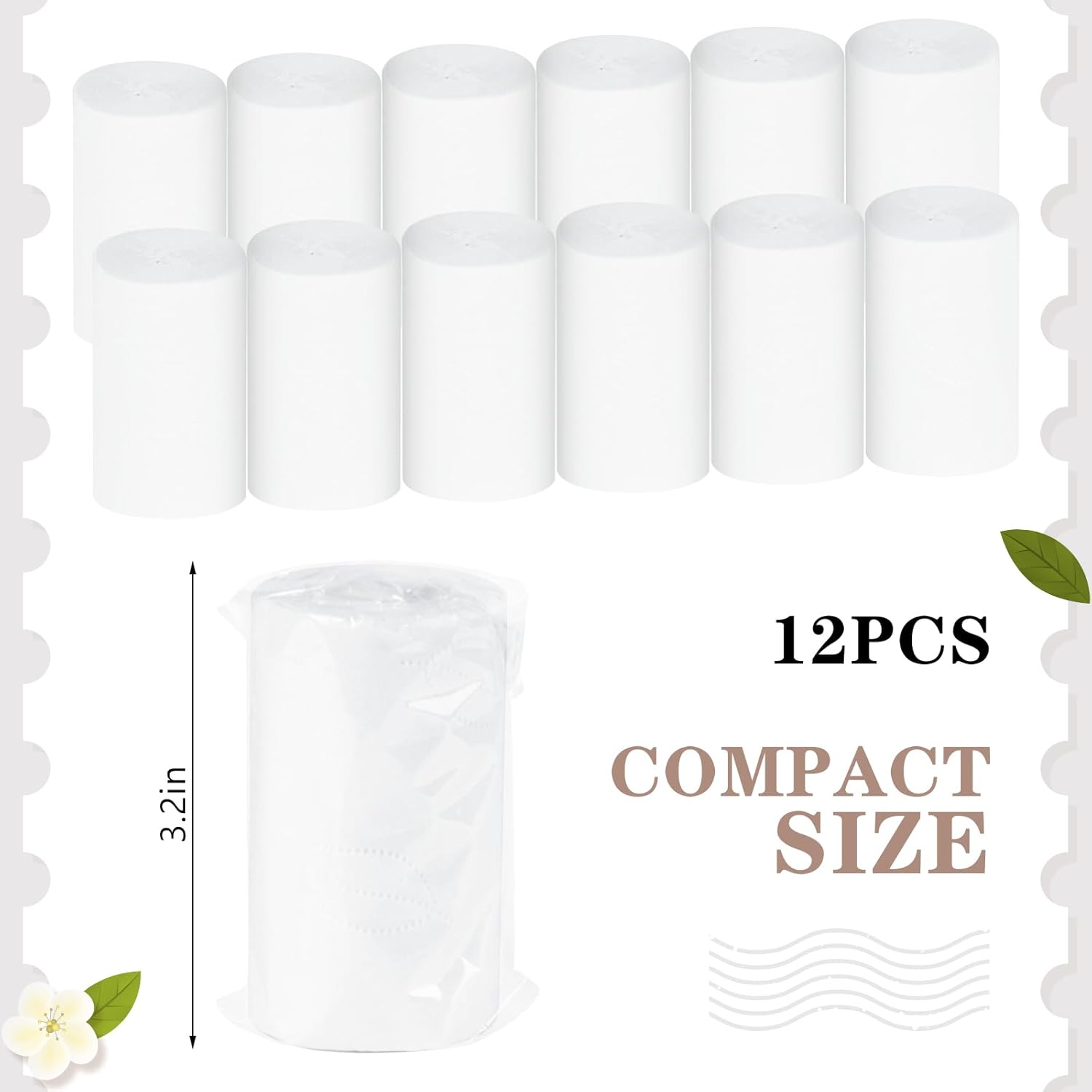 12 Packs Packable Camp Toilet Tissue Soft Travel Toilet Paper - Coreless Travel Size Toilet Paper for Camping Hiking Outdoors