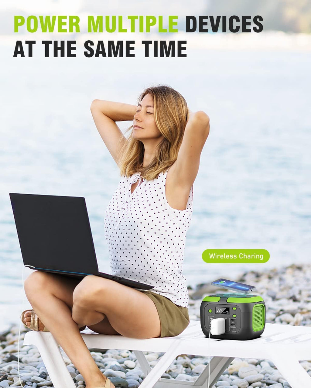 200W Portable Power Station,  42000Mah Solar Generator with 110V AC Outlet, DC, USB C, USB QC3.0, 155Wh Backup Battery Pack Power Supply for Camping Essential Road Trip Home Outdoor Emergency