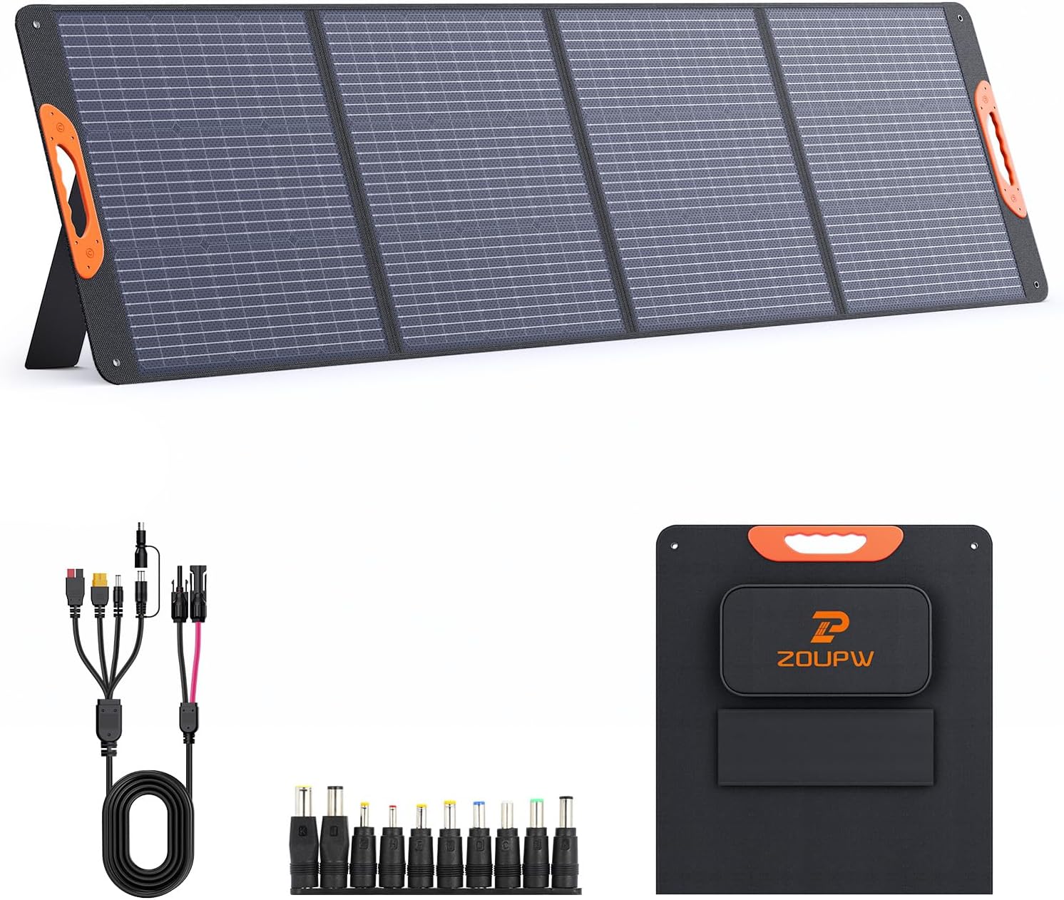 220 Watt Portable Solar Panel for Power Station,Camping Essentials,18.6V Foldable Solar Charger with Solar Cable 23.5% High Efficiency IP67 Waterproof 4 Kickstands for Camping RV Blackout
