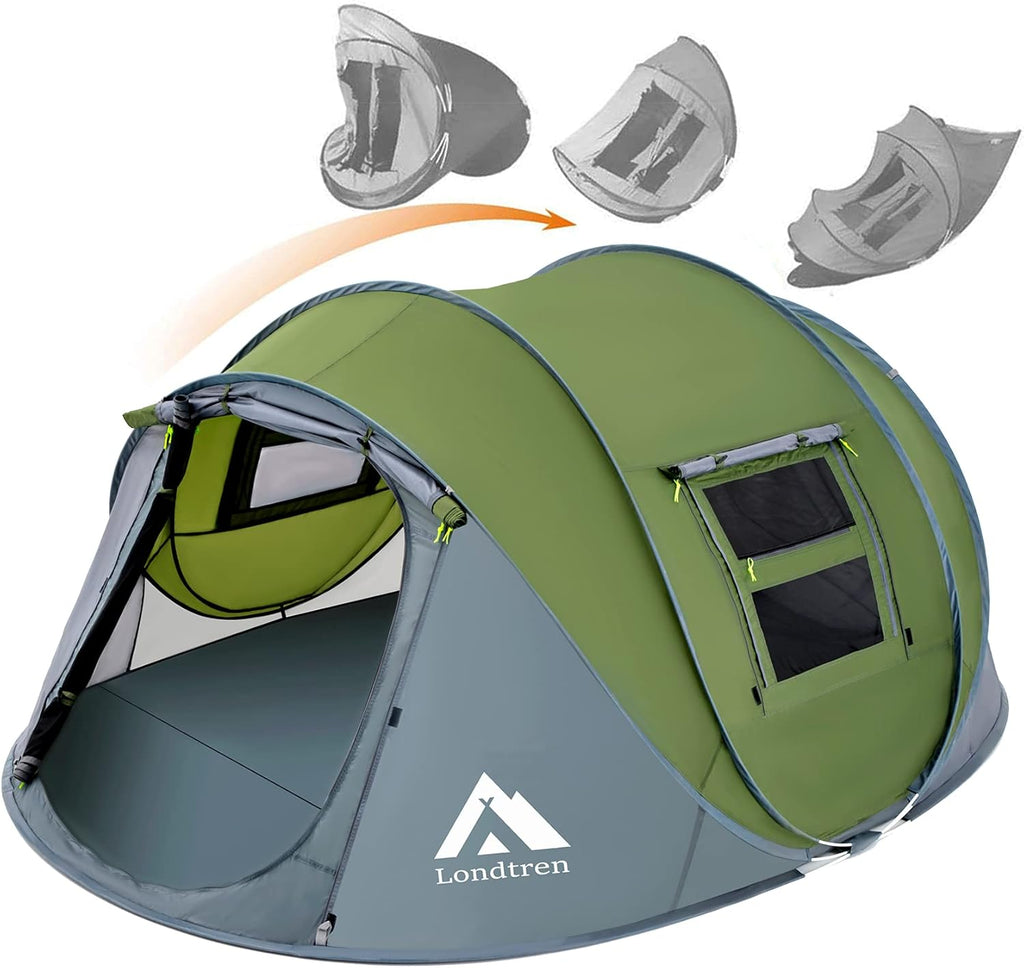 4 Person Easy Pop up Tent Waterproof Automatic Setup 2 Doors-Instant Family Tents for Camping Hiking & Traveling