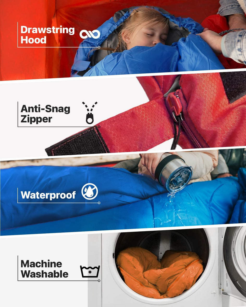 Sleeping Bags for Adults Cold Weather & Warm - Backpacking Camping Sleeping Bag for Kids 10-12, Girls, Boys - Lightweight Compact Camping Essentials Gear Accessories Hiking Sleep Must Haves