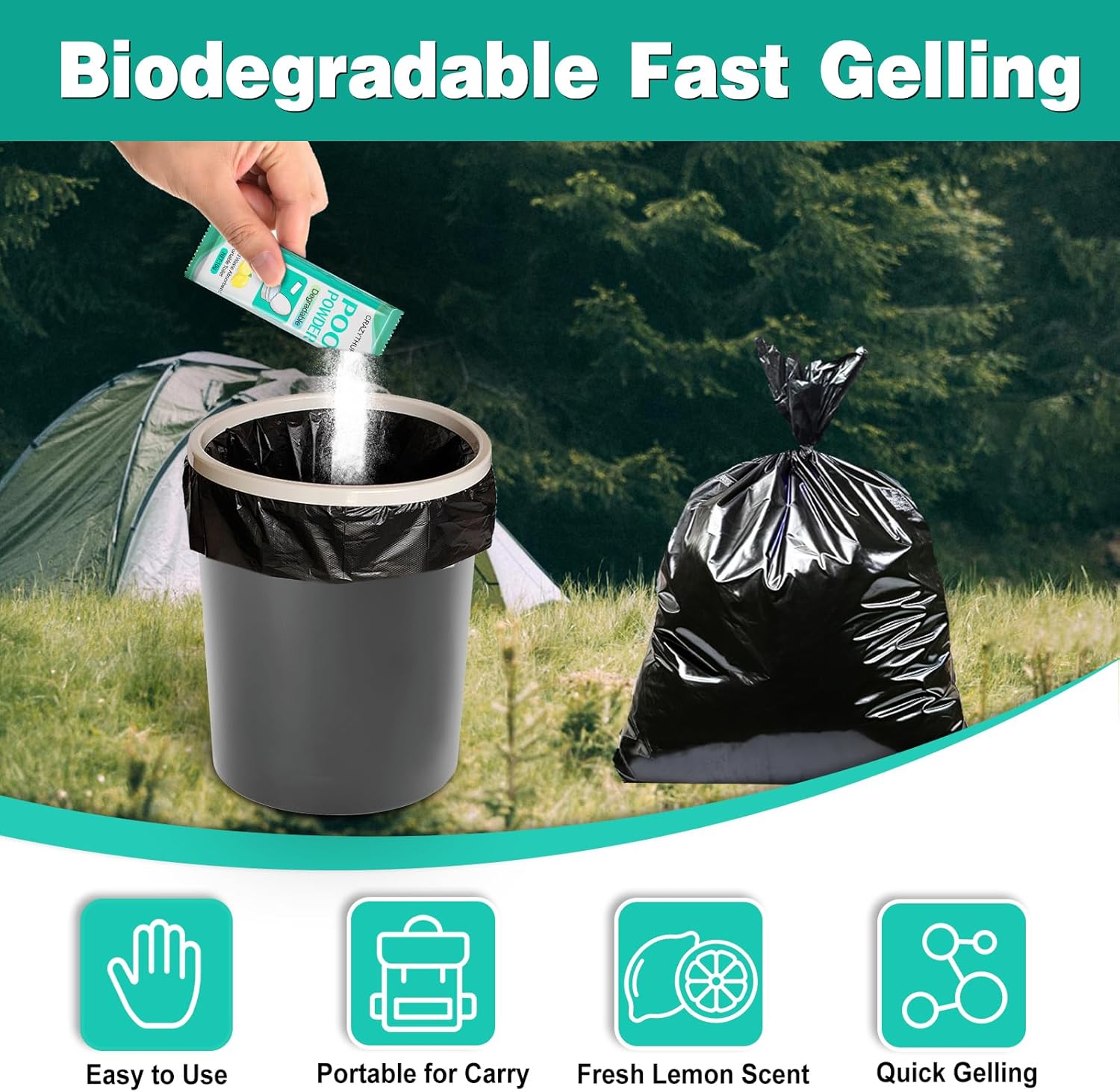 Portableportable Toilet Gel, Poo Powder for Portable Toilet, Camping Toilet Gel, Pee Powder, Portable Toilet Powder for Outdoor Camping and Hiking Toilet Gel Powder