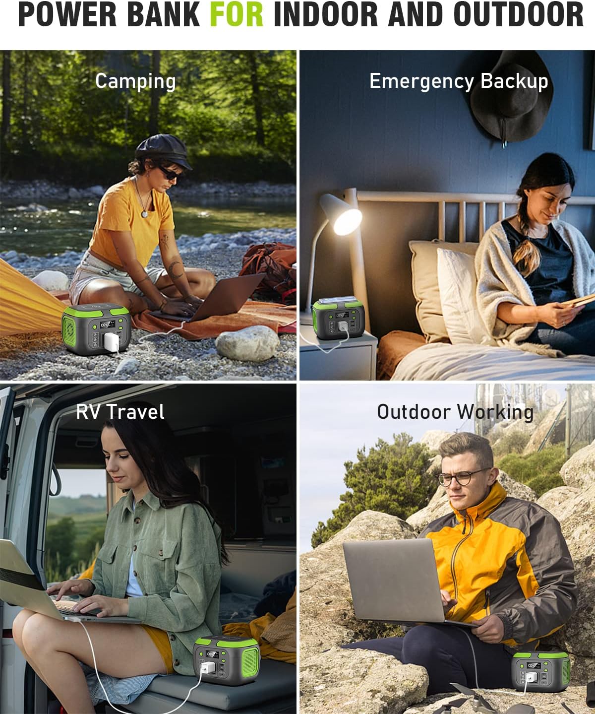 200W Portable Power Station,  42000Mah Solar Generator with 110V AC Outlet, DC, USB C, USB QC3.0, 155Wh Backup Battery Pack Power Supply for Camping Essential Road Trip Home Outdoor Emergency