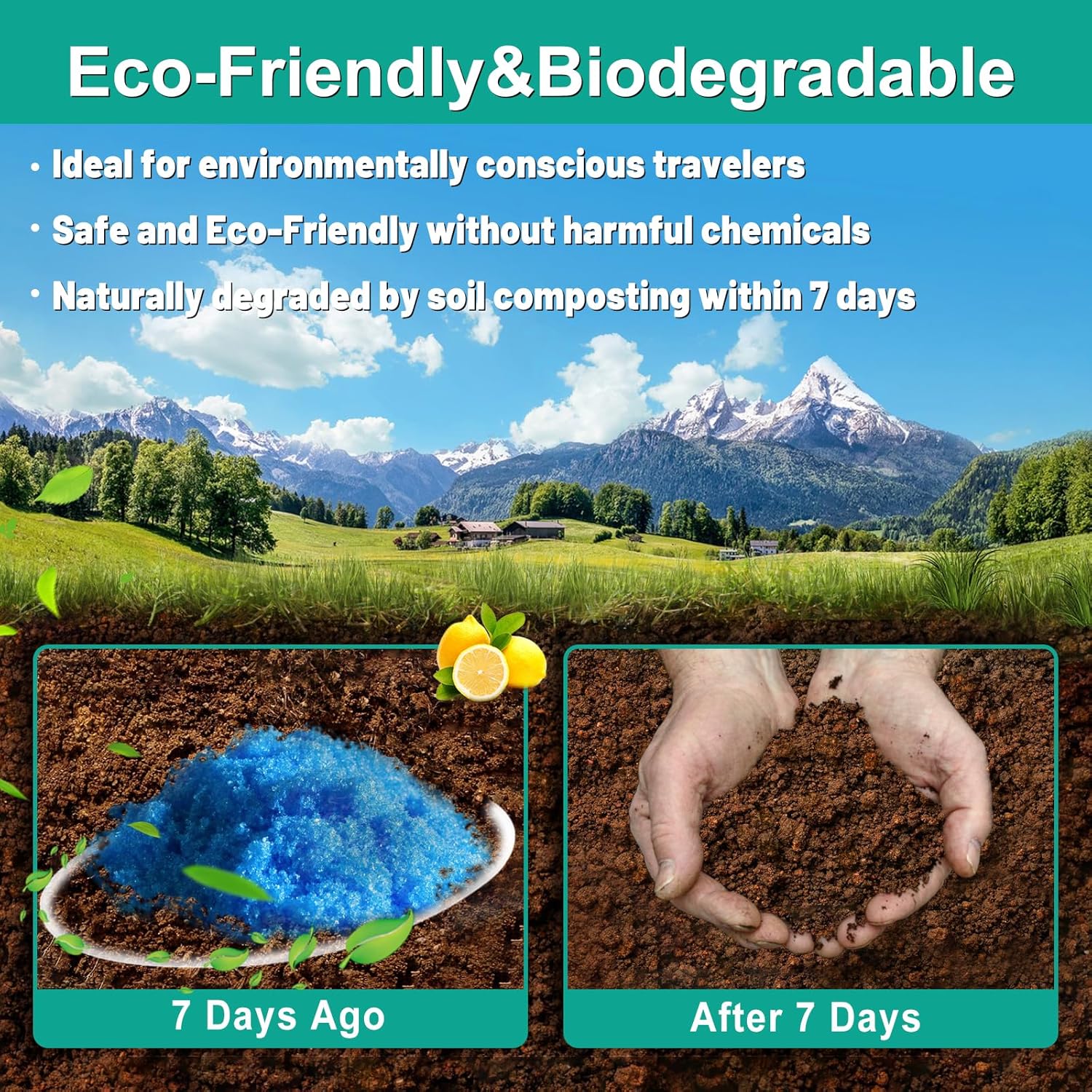 Portableportable Toilet Gel, Poo Powder for Portable Toilet, Camping Toilet Gel, Pee Powder, Portable Toilet Powder for Outdoor Camping and Hiking Toilet Gel Powder