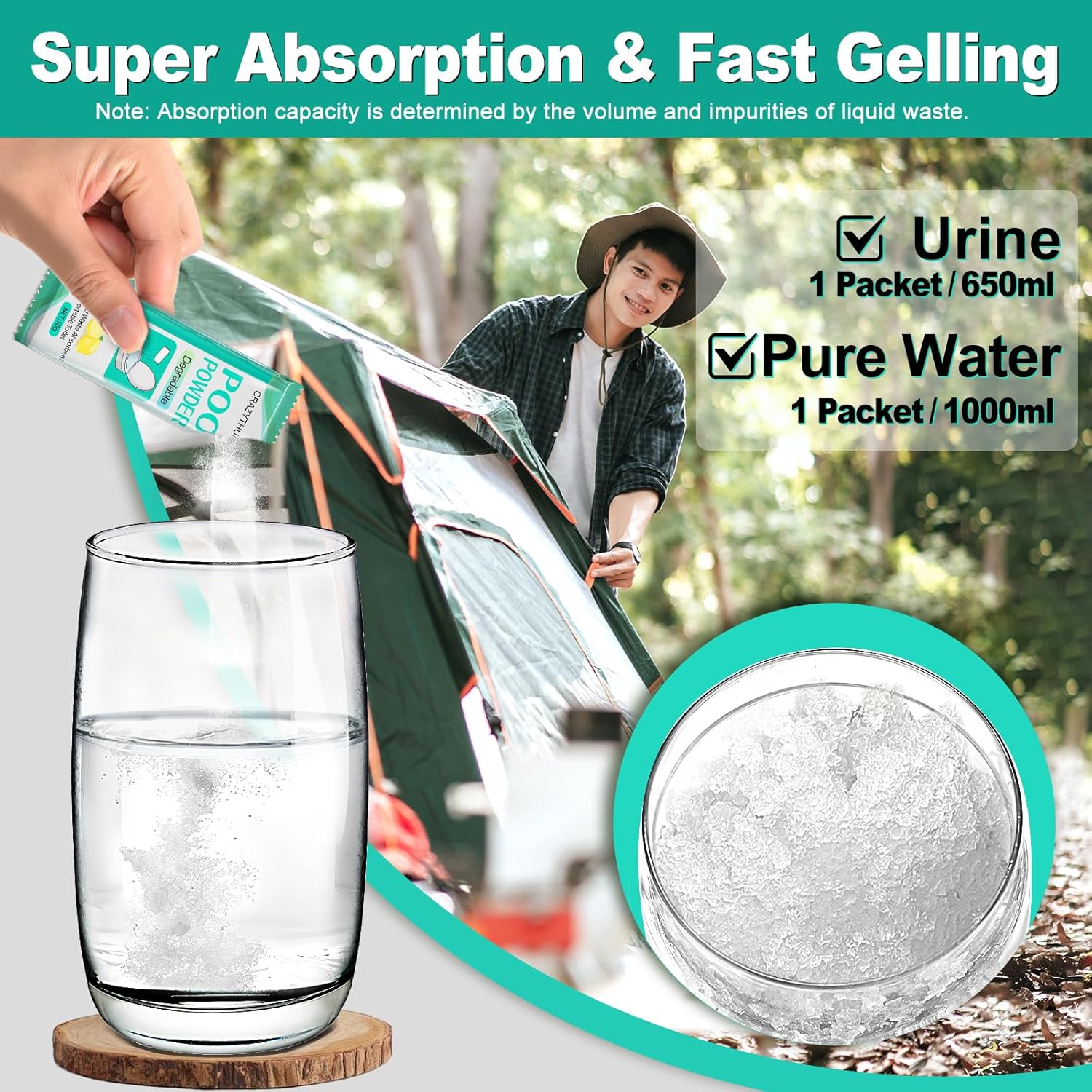 Portableportable Toilet Gel, Poo Powder for Portable Toilet, Camping Toilet Gel, Pee Powder, Portable Toilet Powder for Outdoor Camping and Hiking Toilet Gel Powder