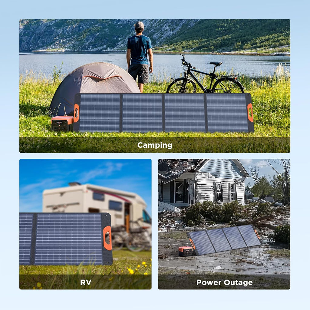 220 Watt Portable Solar Panel for Power Station,Camping Essentials,18.6V Foldable Solar Charger with Solar Cable 23.5% High Efficiency IP67 Waterproof 4 Kickstands for Camping RV Blackout