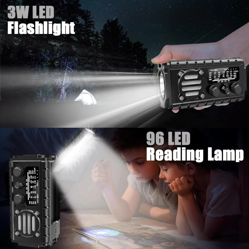 20000Mah Solar Hand Crank Emergency Radio with NOAA Weather, Flashlight, SOS Alarm, and Phone Charger for Outdoor Survival