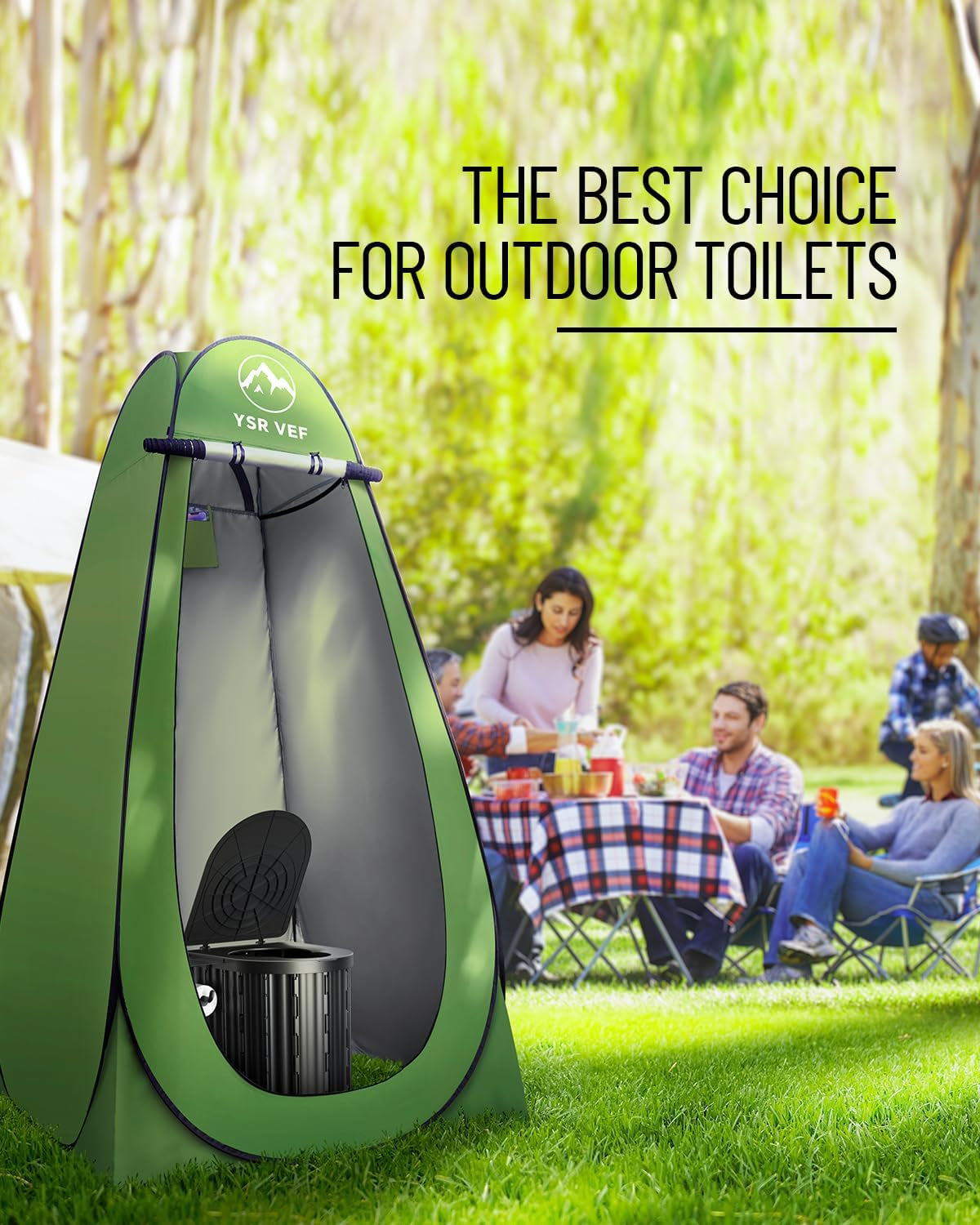 Camping Toilet with Pop-Up Privacy Tent and Liquid Waste Gel, Portable Toilet for Camping with Large Tent, Ergonomic Potty Provides Enhanced Comfort, Suitable for All Ages