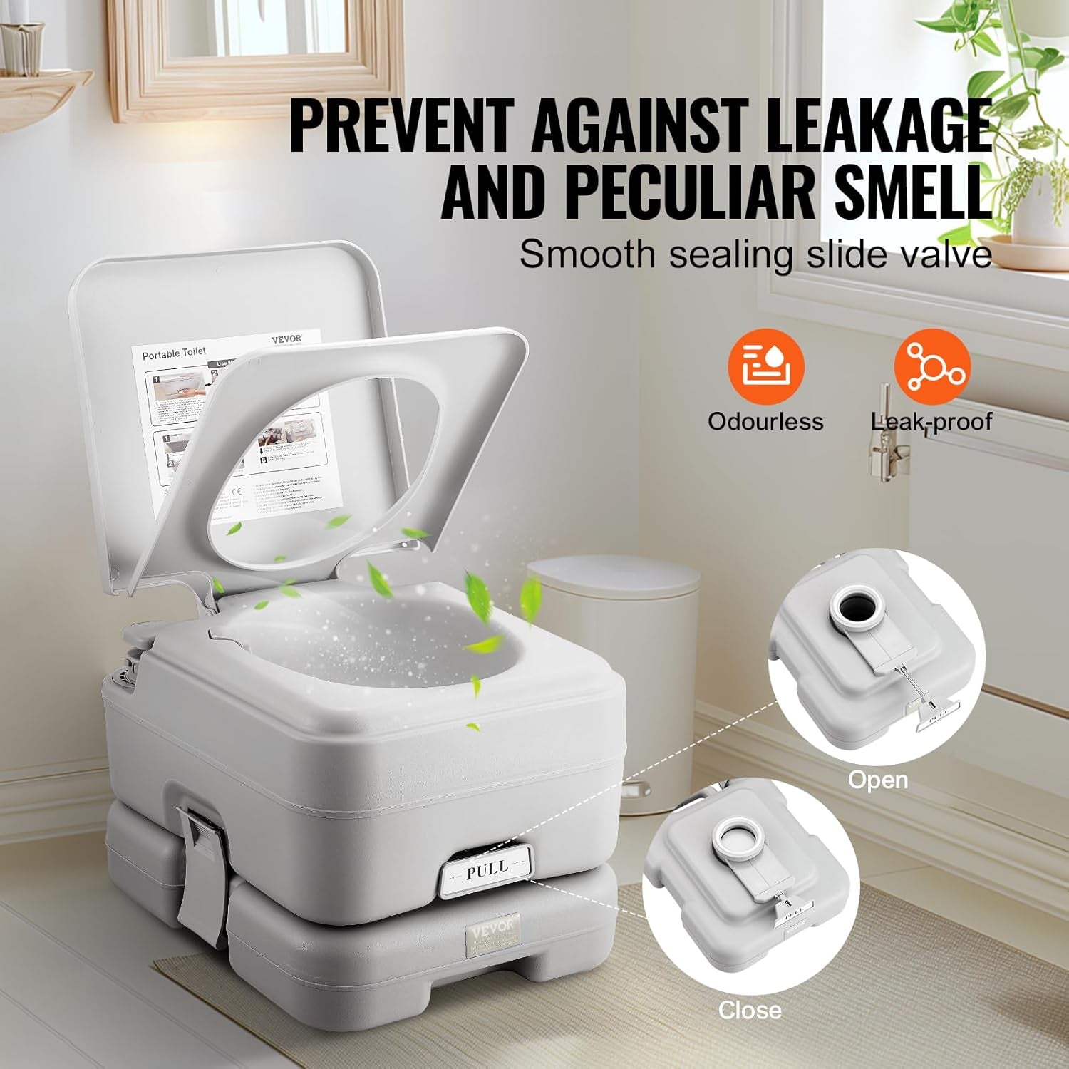 Portable Toilet for Camping & RV Trips, Cassette Toilet with 3.2 Gal, Push-Button Pressurized Flush, Sealed Spill-Proof