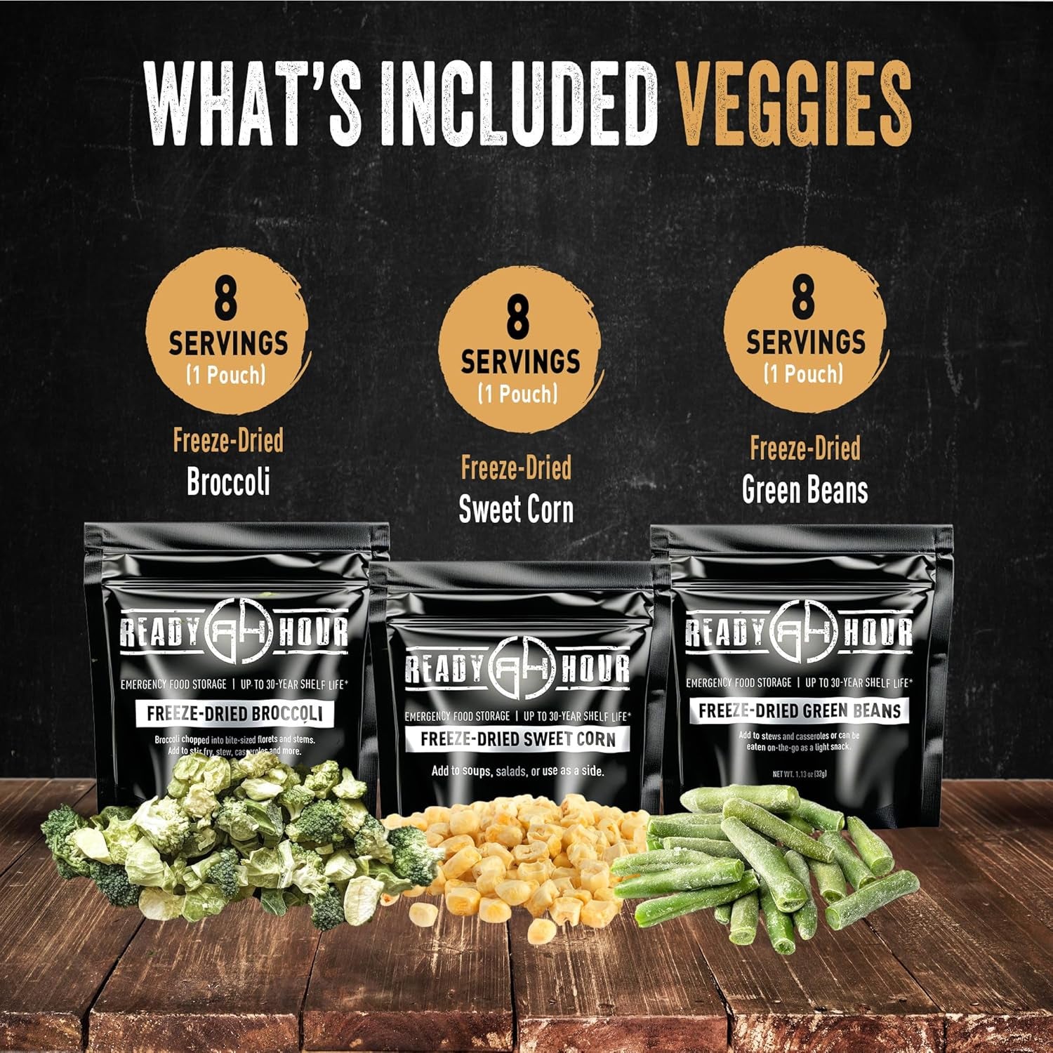 , Fruit & Veggie Mix, Non-Perishable Freeze-Dried Food, 30-Year Shelf Life, Portable Emergency and Adventure Food Supply, Durable Flood Safe Container, 56 Servings